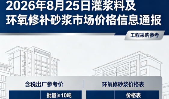 环江2026年8月25日灌浆料及环氧修补砂浆市场价格信息通报